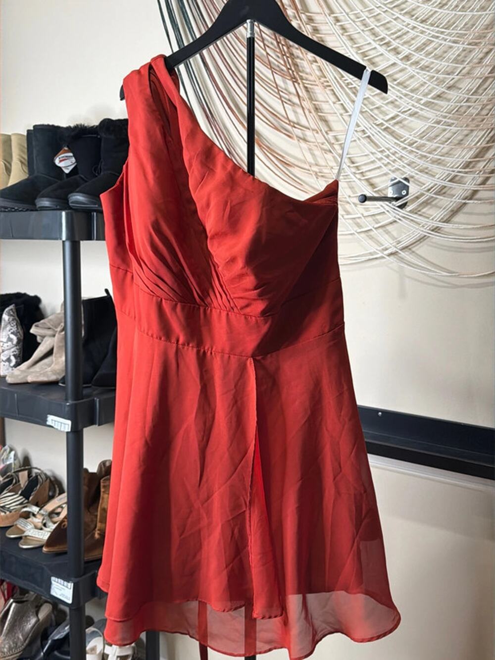 One shoulder, orange, formal dress EUC 2418 3XL